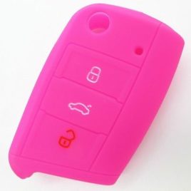 COQUE SILICONE ROSE FONCE CLE PILP VOLKSWAGEN GOLF 7.
